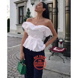 ZARA White Strapless Puff Top NWT